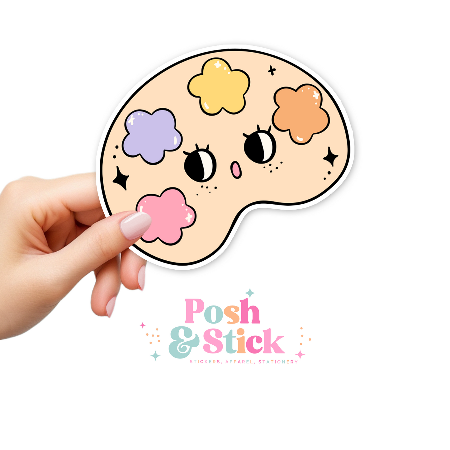 Cute Groovy Paint Palette | School Education Clear Vinyl Stickers | Unique Gifts For Family Friends