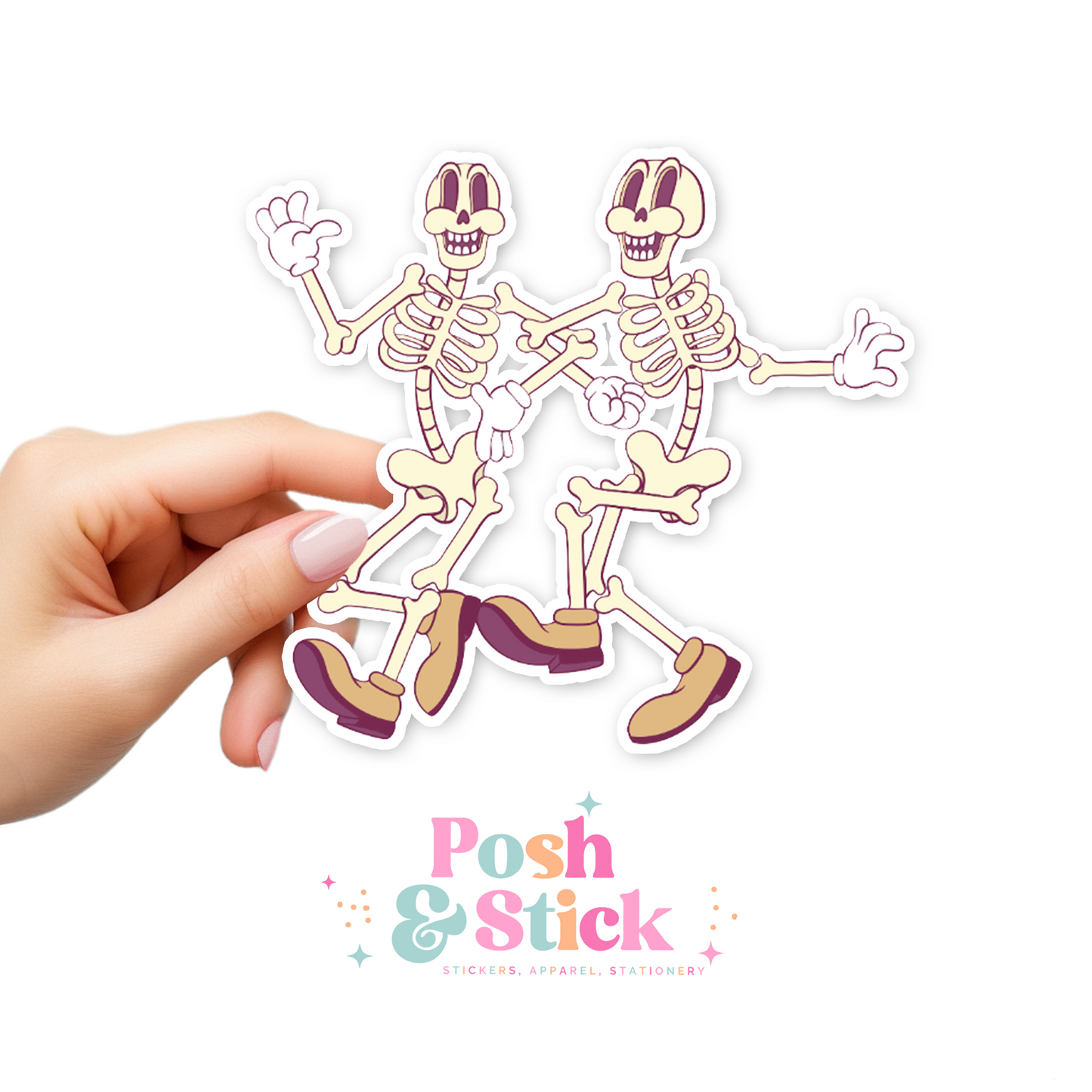 Dancing Skeletons | Boo-tiful Vibes Clear Vinyl Stickers | Unique Gifts For Family Friends