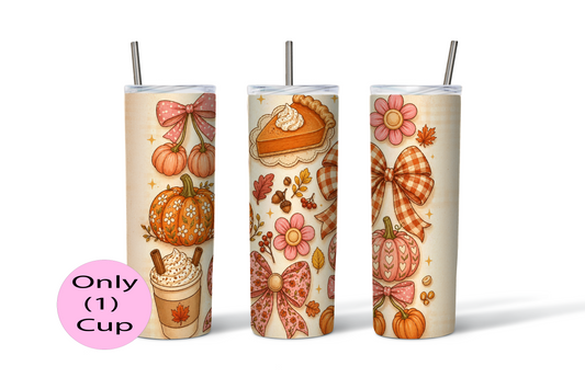 Fall Cute And Bows | Falling For You Collection | 20oz (Skinny) Tumbler | Unique Gifts for Family Friends