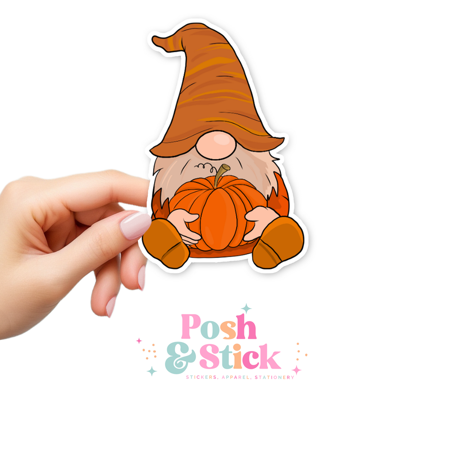 Gnome And Pumpkin | Falling For You Clear Vinyl Stickers | Unique Gifts For Family Friends