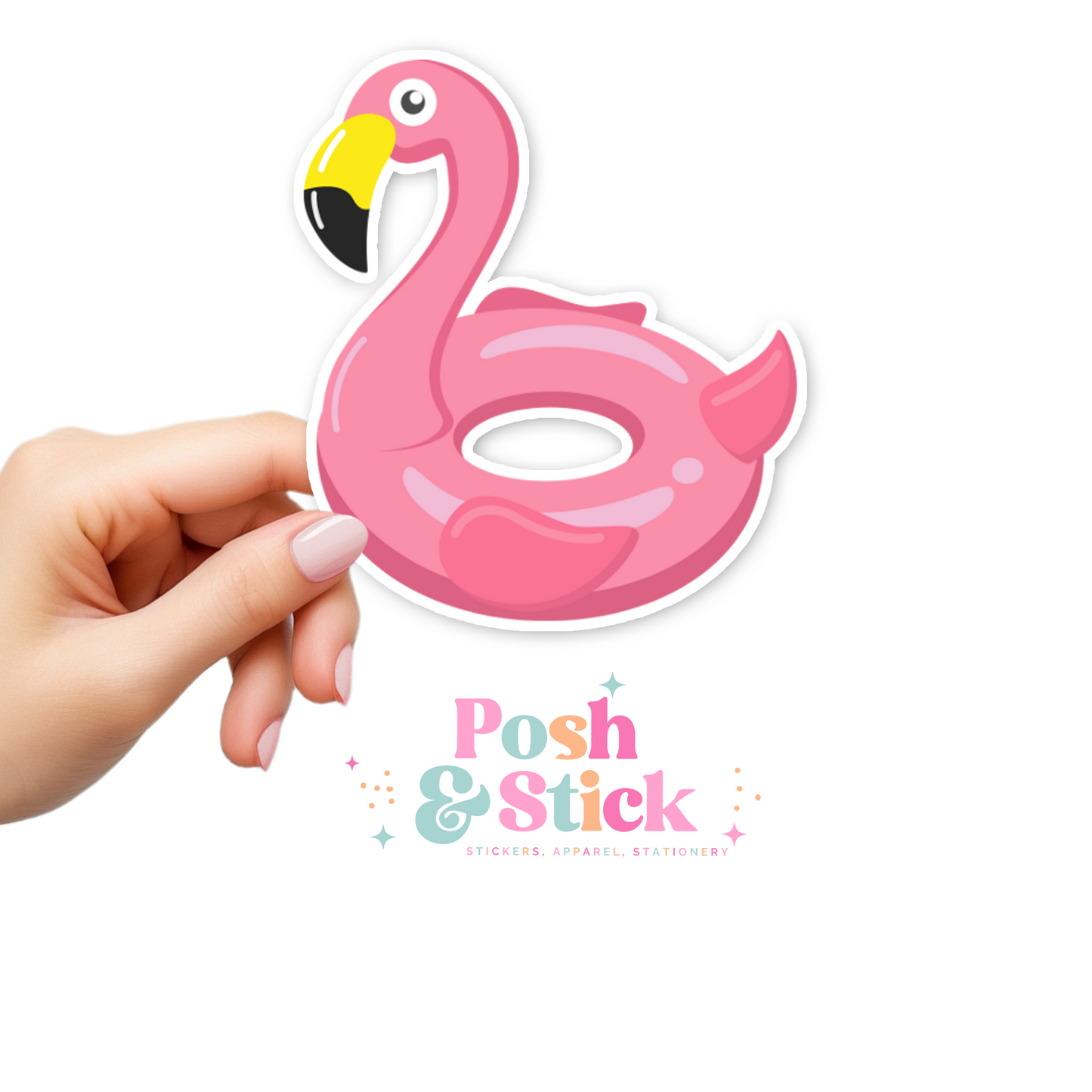 Flamingo Floatie | Beach Breeze Clear Vinyl Stickers | Unique Gifts For Family Friends