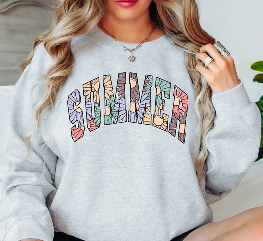 Floral Summer Sweatshirt | Beach Breeze Collection | Unique Gifts for Family Friends