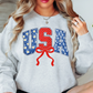 Preppy USA Floral Bow Sweatshirt | Stars and Stripes Collection | Unique Gifts for Family and Friends