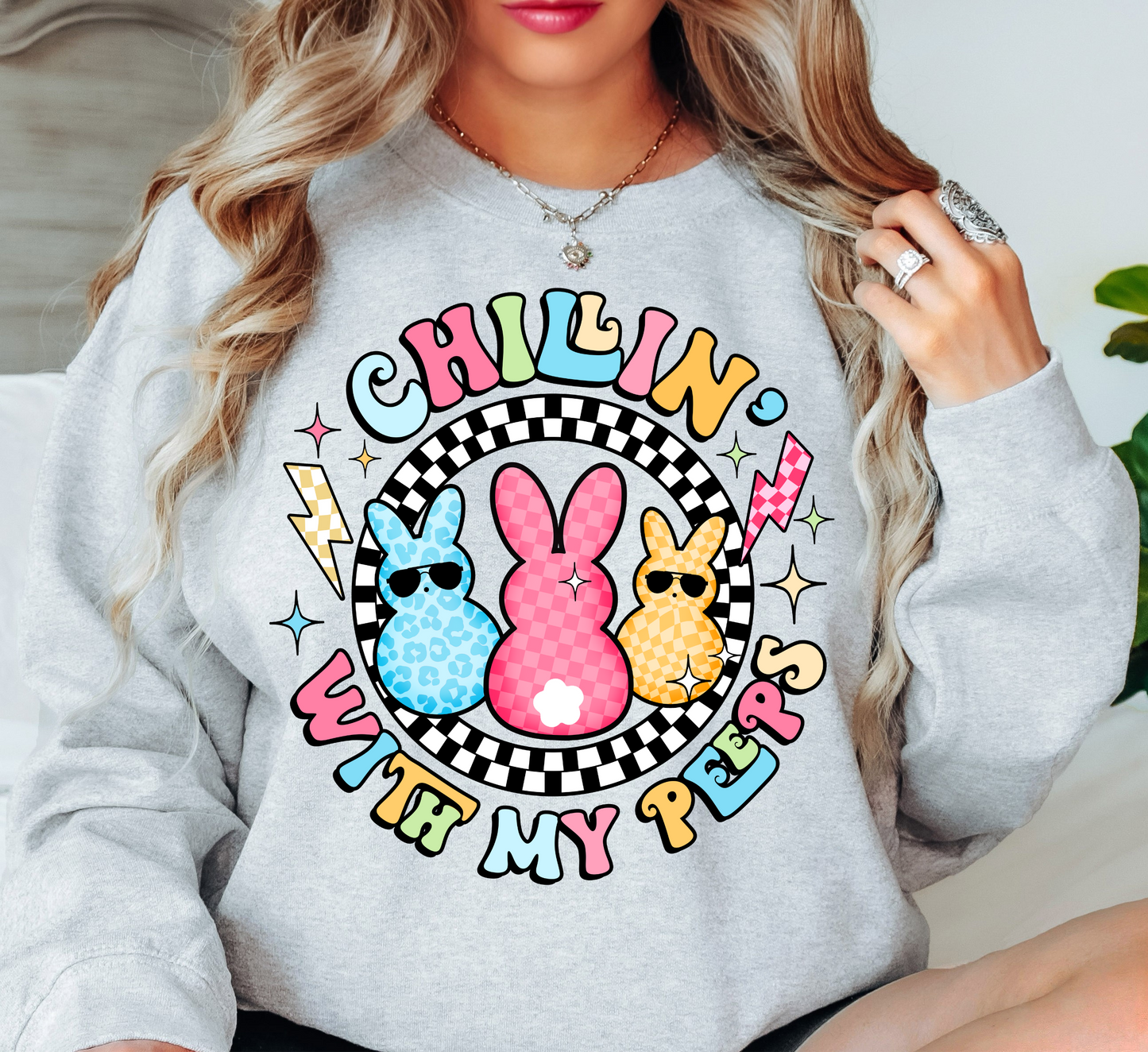 Chillin With My Peeps Sweatshirt | Hoppin' Into Spring Collection | Unique Gifts for Family Friends