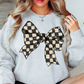 Checkered Bow Sweatshirt | Groovy Vibes Collection | Unique Gifts for Family and Friends