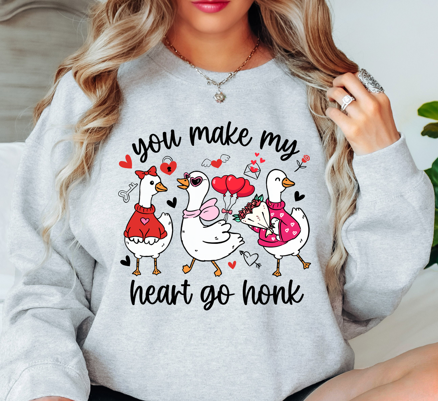 Goose Heart Go Honk Sweatshirt | XoXo Love Collection | Unique Gifts for Family Friends