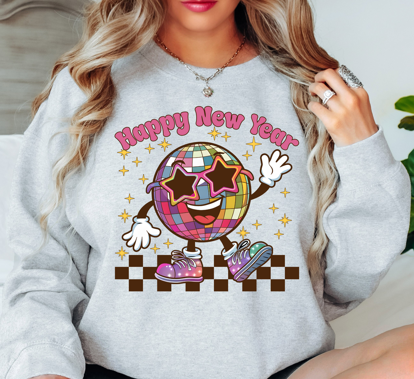 Retro Happy New Year Sweatshirt | New Year Magic Collection | Unique Gifts for Family Friends