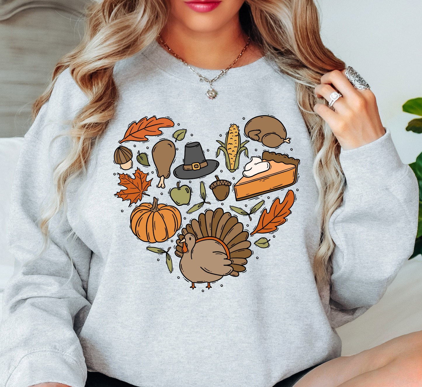 Thanksgiving Heart Doodles Sweatshirt | Harvest Joy Collection | Unique Gifts for Family Friends