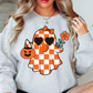 Cutie Checkered Ghost Sweatshirt | Boo-tiful Vibes Collection | Unique Gifts for Family Friends