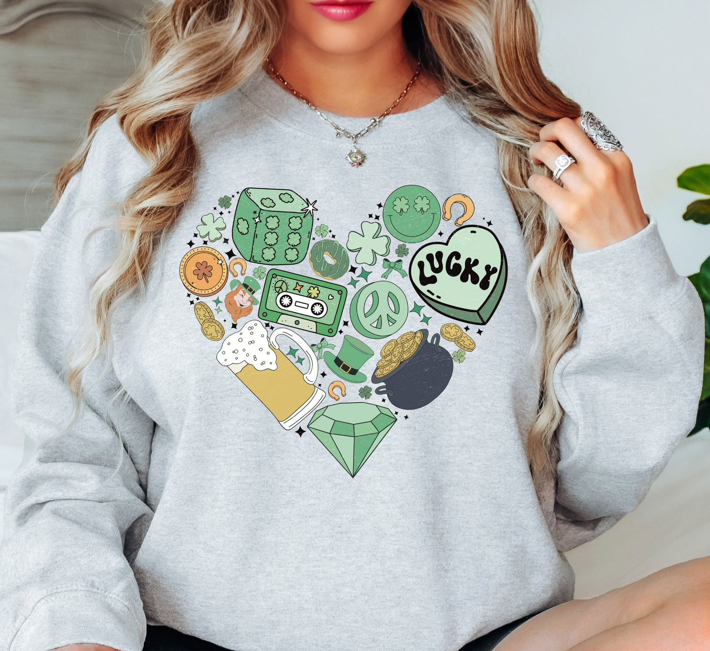 Lucky Heart Doodle Sweatshirt | Feeling Lucky Collection | Unique Gifts for Family Friends