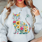 Floral Cat Outline Sweatshirt | Pawsitive Vibes Collection | Unique Gifts for Family and Friends