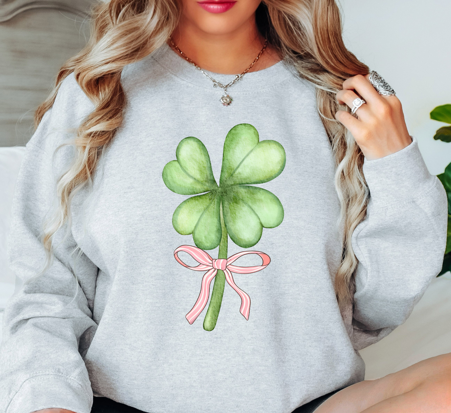 Bow and Shamrock Sweatshirt | Feeling Lucky Collection | Unique Gifts for Family Friends