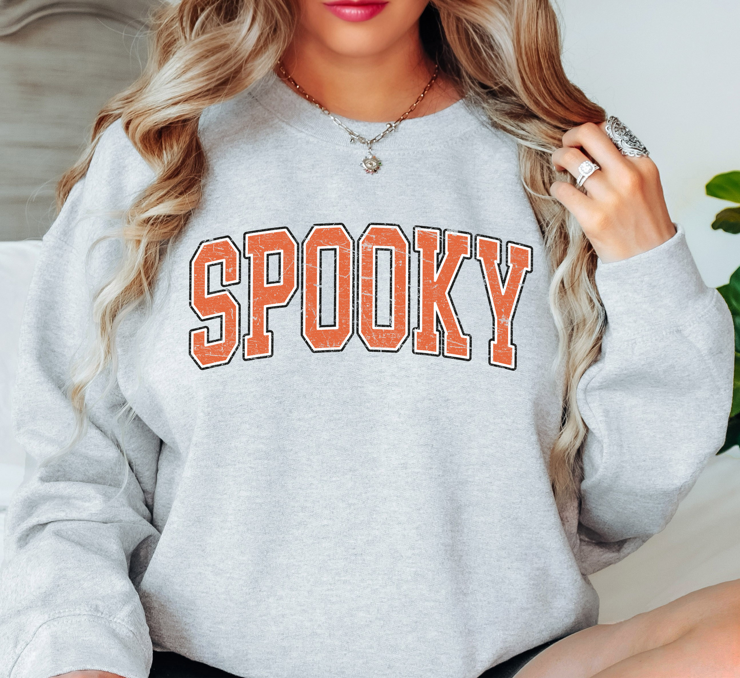 Spooky Varsity Sweatshirt | Boo-tiful Vibes Collection | Unique Gifts for Family Friends