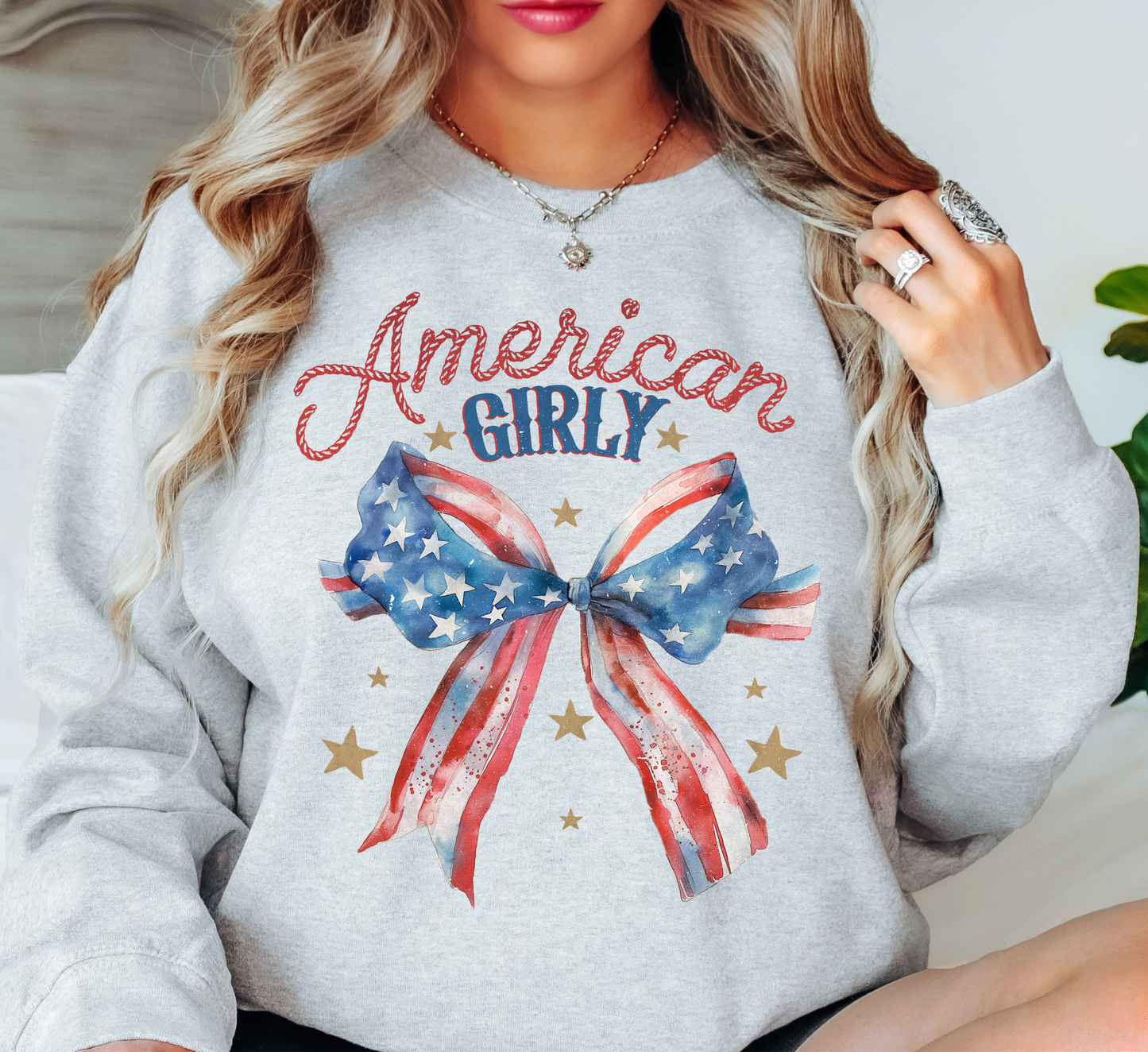 American Girly Sweatshirt | Stars and Stripes Collection | Unique Gifts for Family