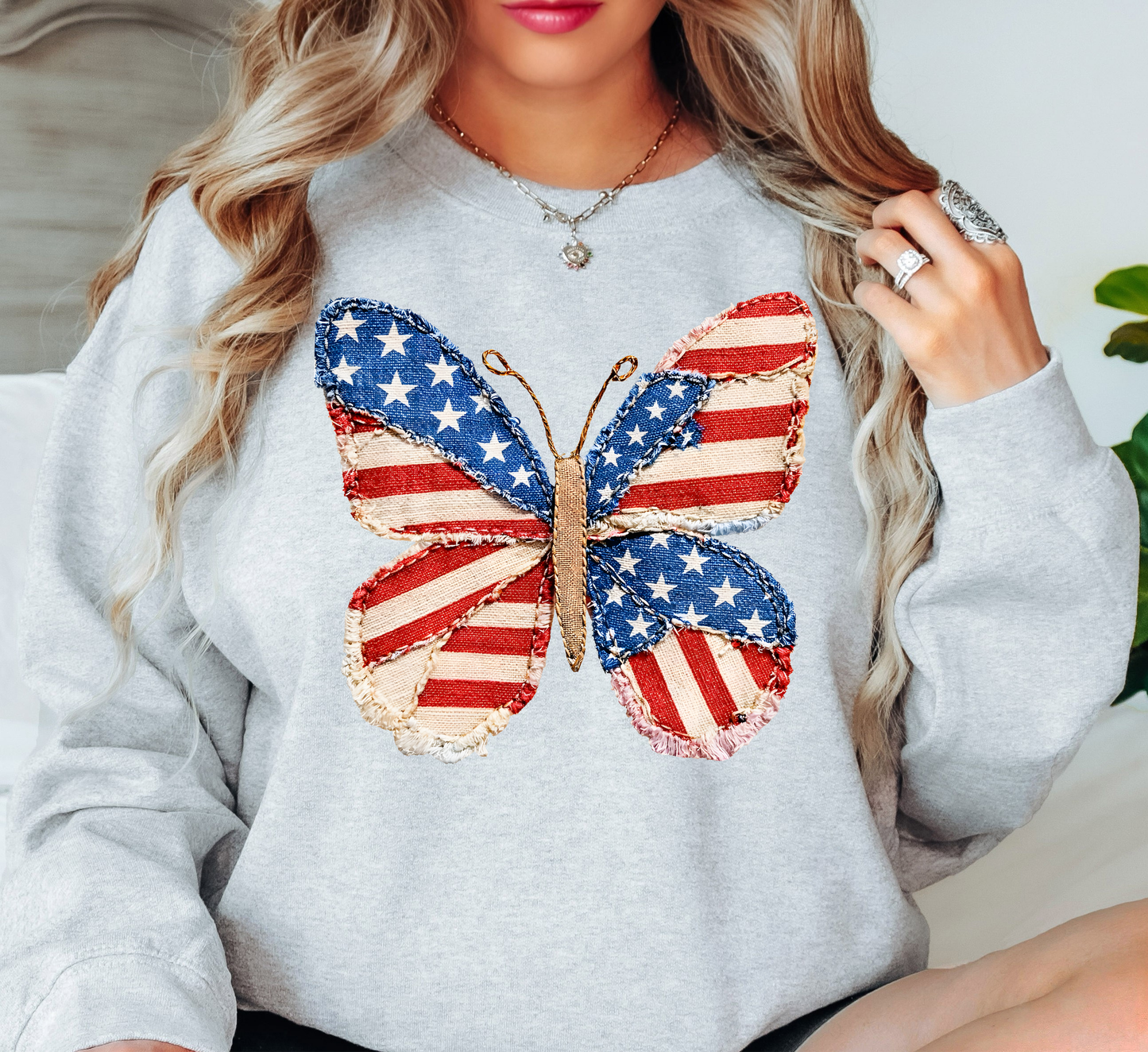 USA Butterfly Sweatshirt | Stars and Stripes Collection | Unique Gifts for Family and Friends