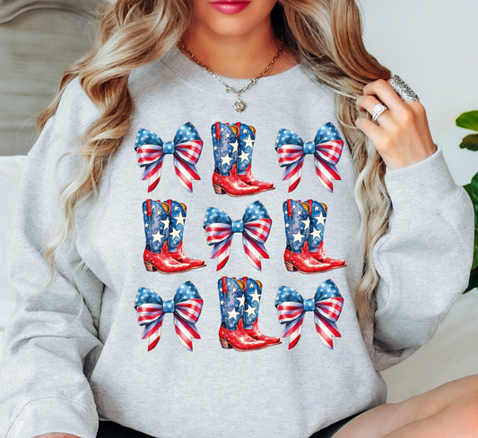 Coquette and Boots Sweatshirt | Stars and Stripes Collection | Unique Gifts for Family Friends