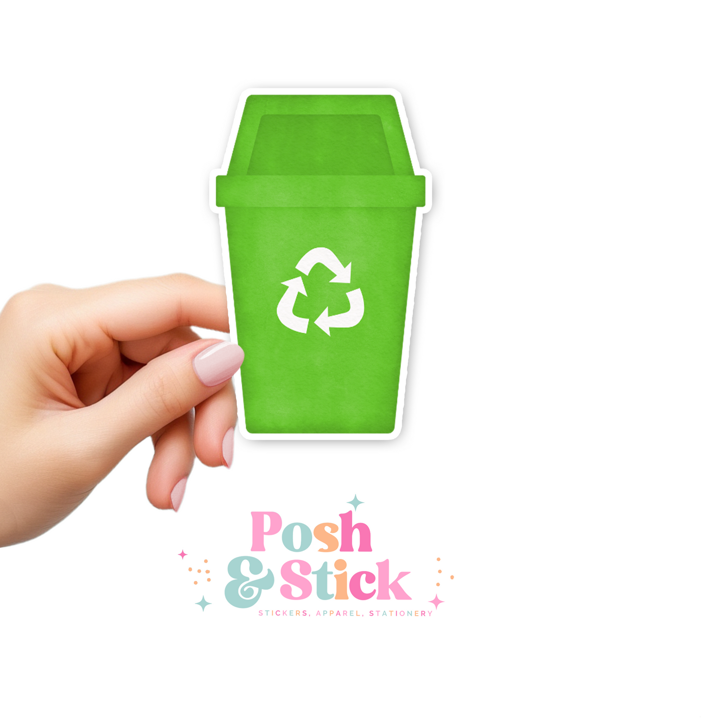 Recycle Bin | Sustainable Style Clear Vinyl Stickers | Unique Gifts For Family Friends