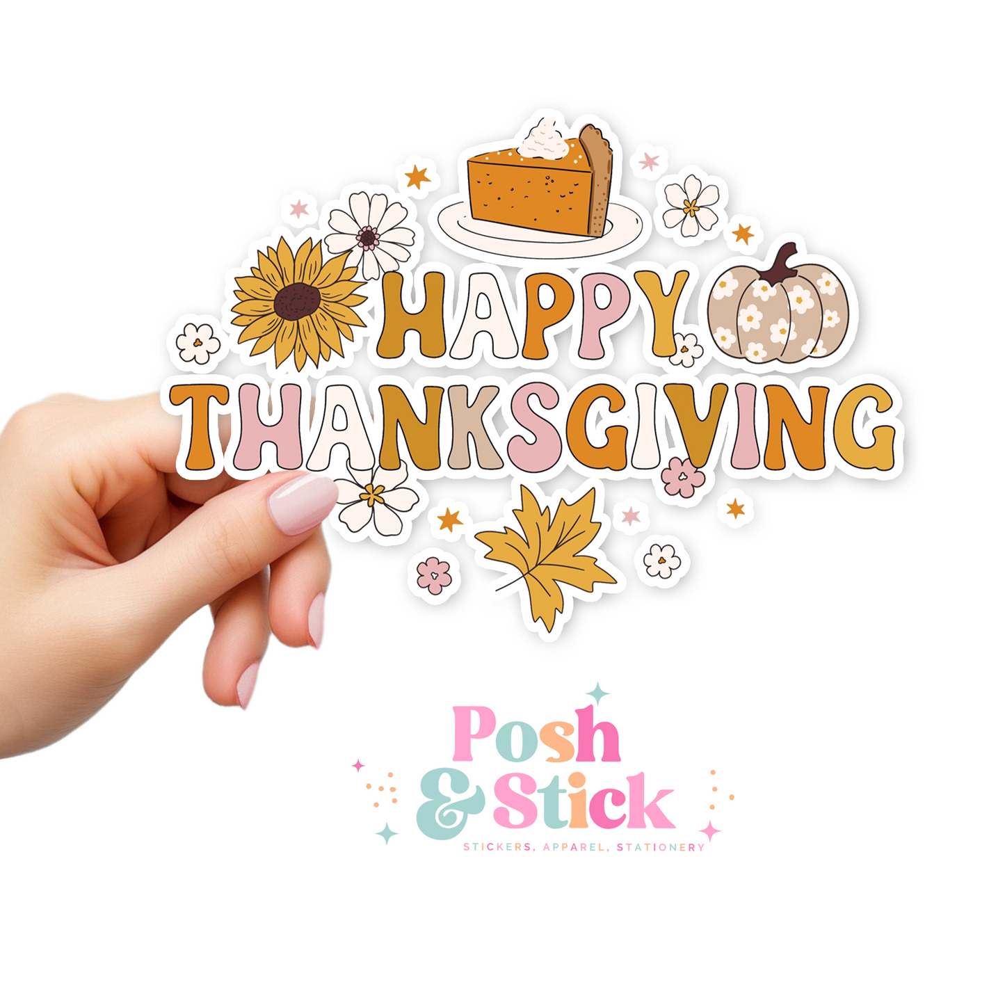 Happy Thanksgiving | Harvest Joy Clear Vinyl Stickers | Unique Gifts For Family Friends