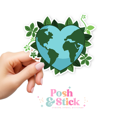 Heart Earth | Sustainable Style Clear Vinyl Stickers | Unique Gifts For Family Friends