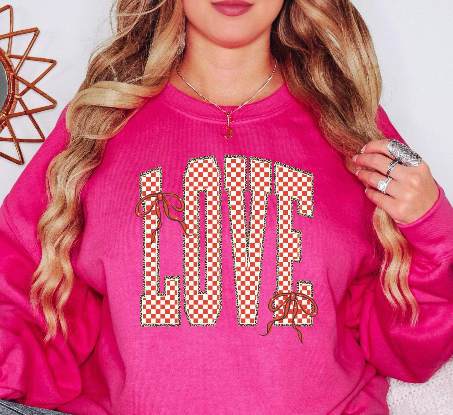 Retro Checkered Love Sweatshirt | XoXo Love Collection | Unique Gifts for Family Friends