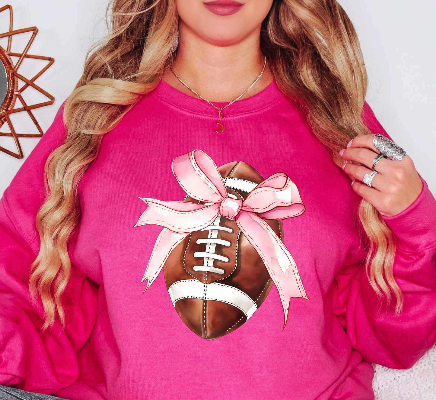 Coquette Football Bow Sweatshirt | Groovy Vibes Collection | Unique Gifts for Family and Friends