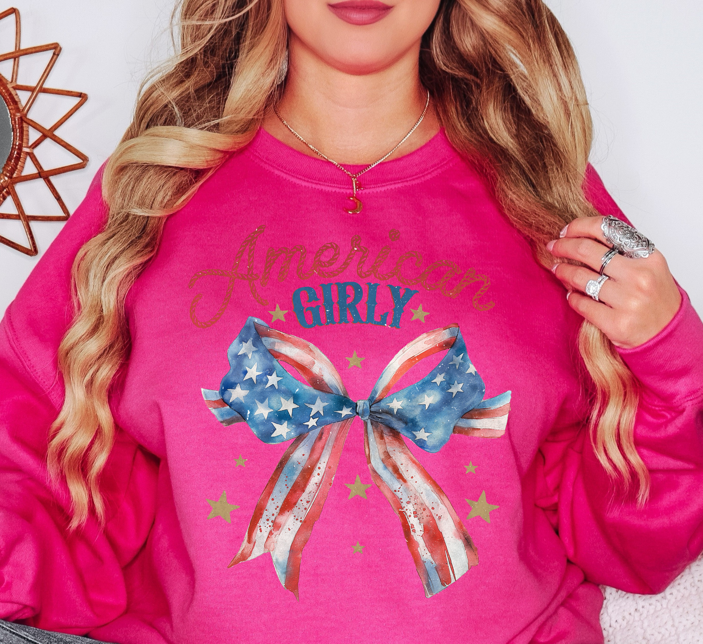 American Girly Sweatshirt | Stars and Stripes Collection | Unique Gifts for Family