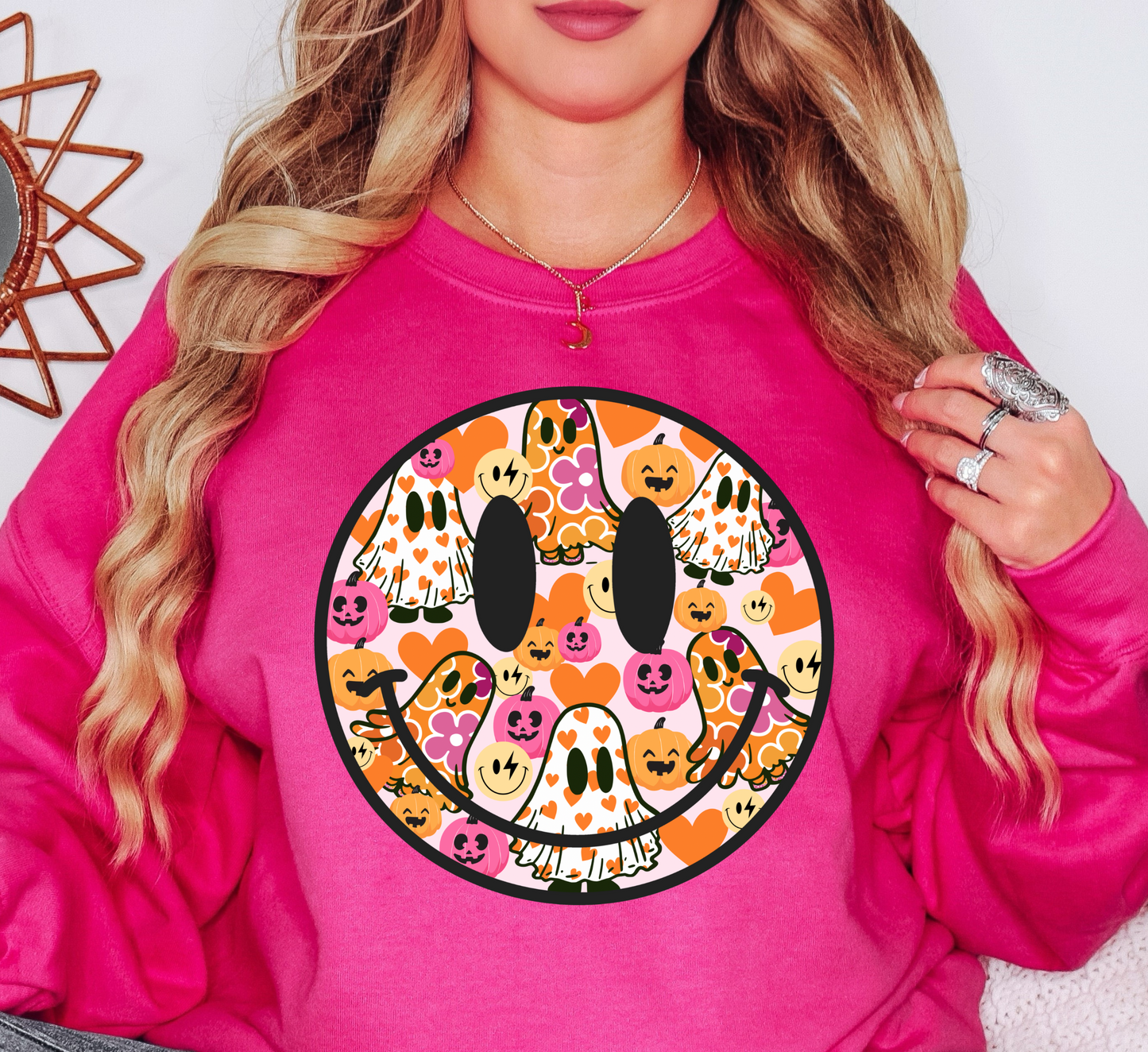 Cutie Ghost Smiley Sweatshirt | Boo-tiful Vibes Collection | Unique Gifts for Family Friends
