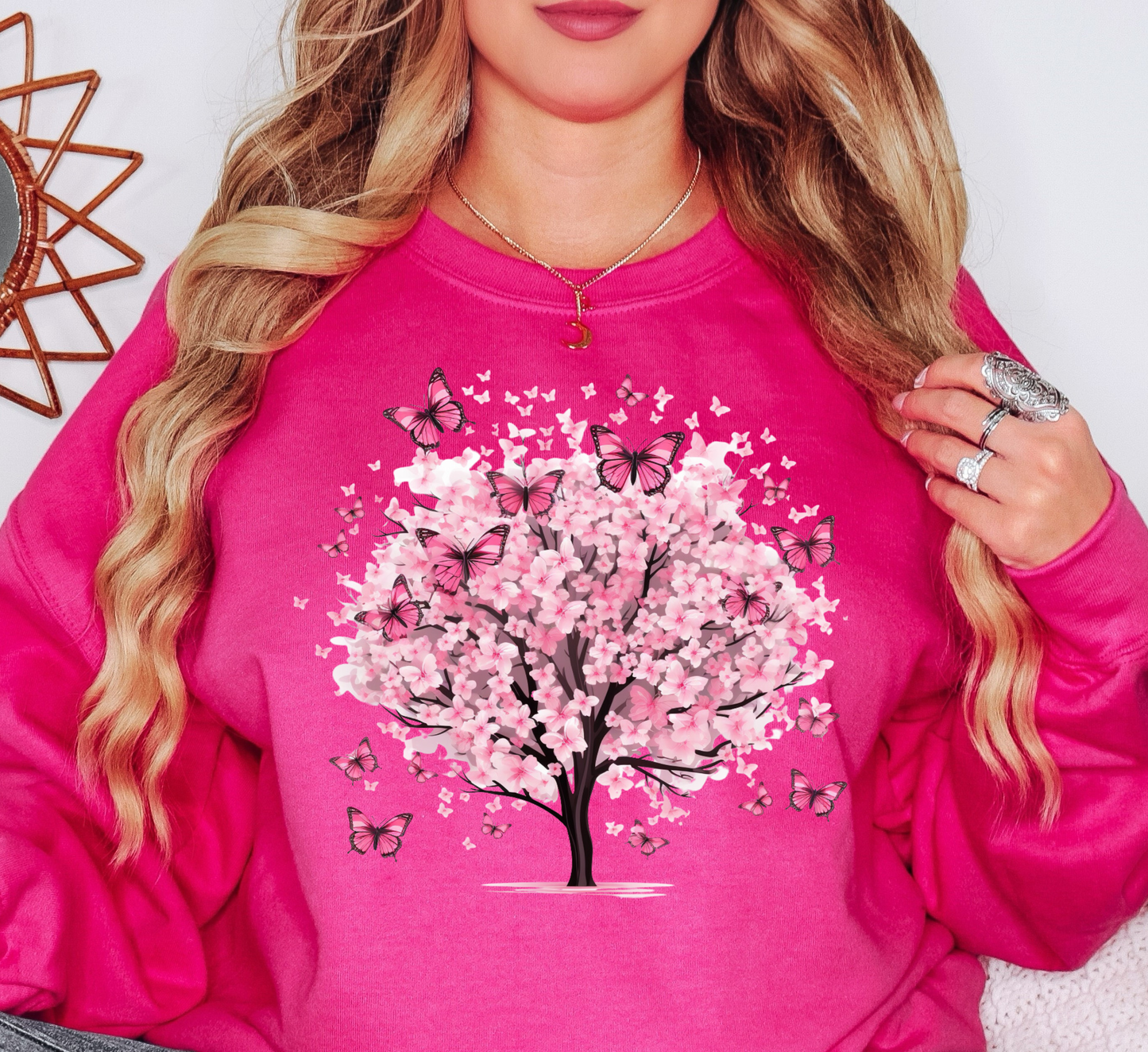 Cherry Blossom Butterflies Sweatshirt | Spring Fling Collection | Unique Gifts for Family Friends
