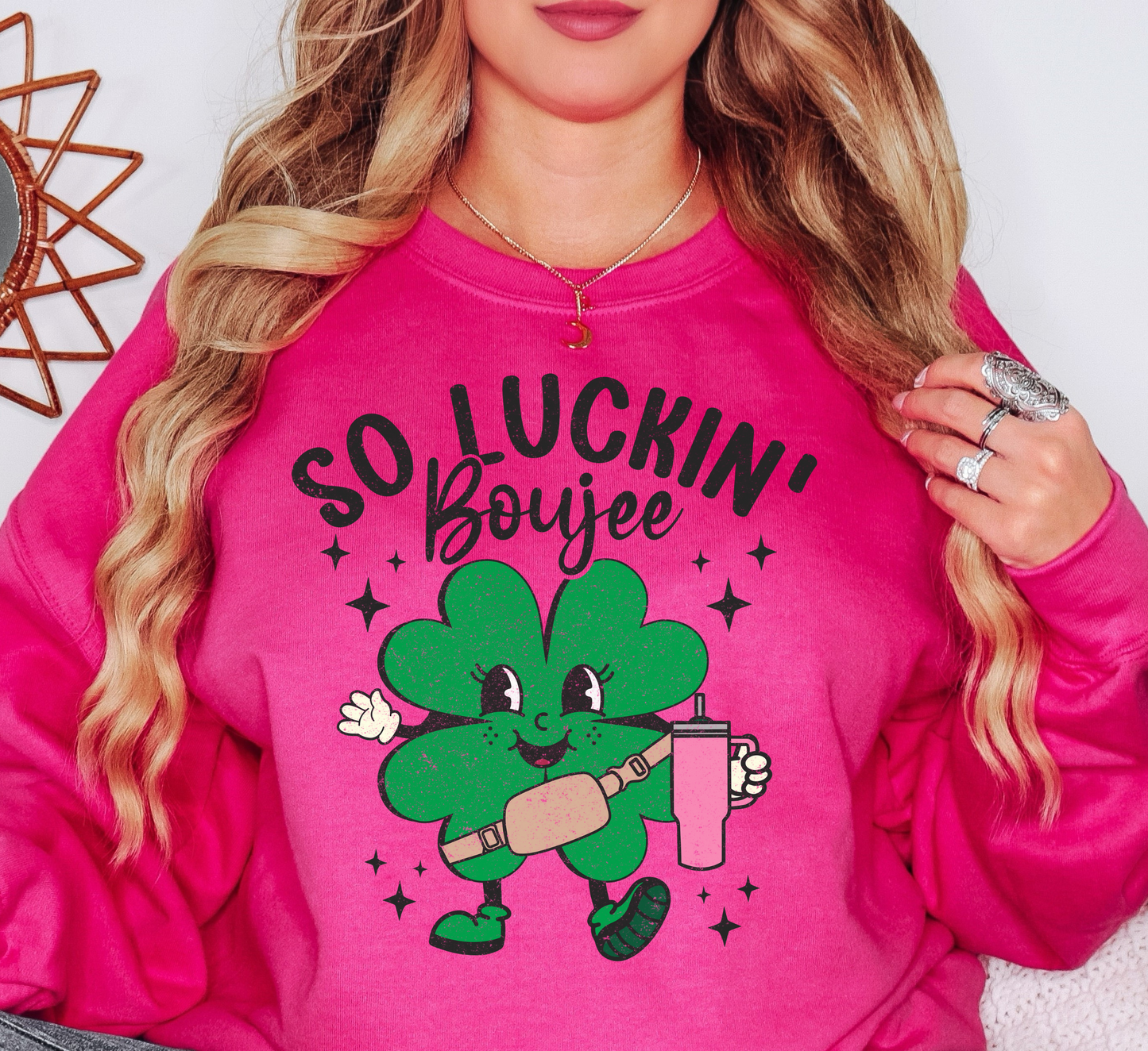 So Luckin' Boujee Sweatshirt | Feeling Lucky Collection | Unique Gifts for Family Friends