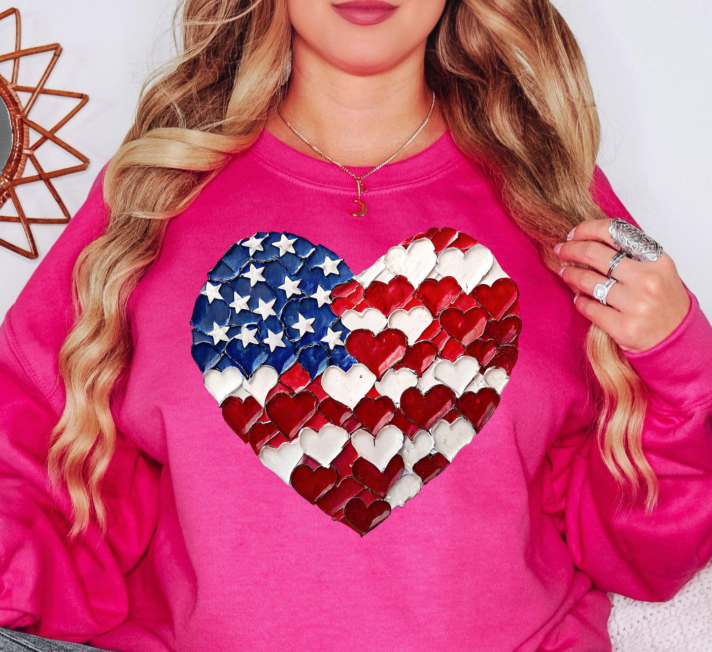 USA Heart Brushstrokes Sweatshirt | Stars and Stripes Collection | Unique Gifts for Family and Friends