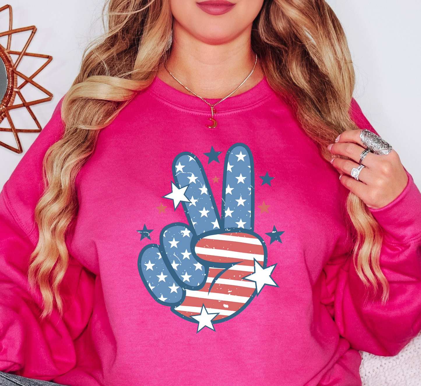 USA Peace Hand Sweatshirt | Stars and Stripes Collection | Unique Gifts for Family and Friends