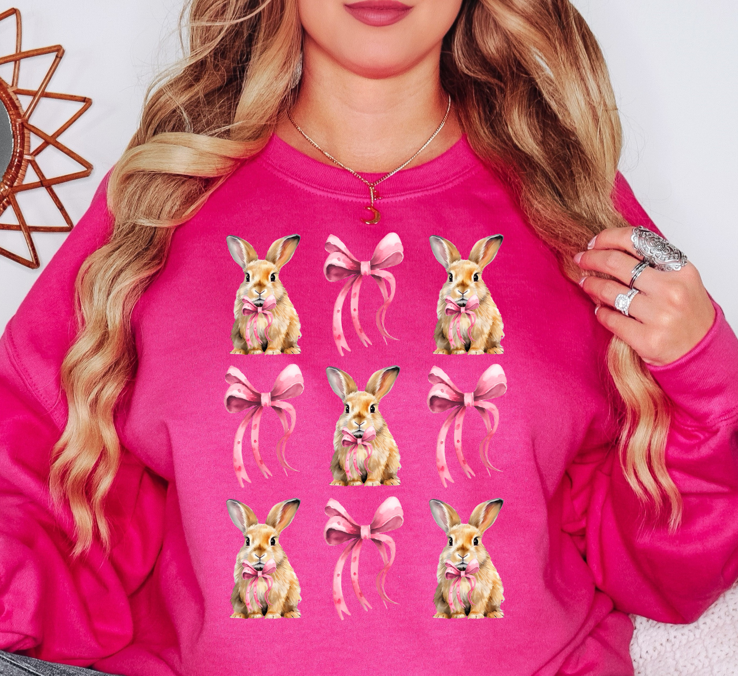 Coquette Bow and Bunnies Sweatshirt | Hoppin' Into Spring Collection | Unique Gifts for Family Friends