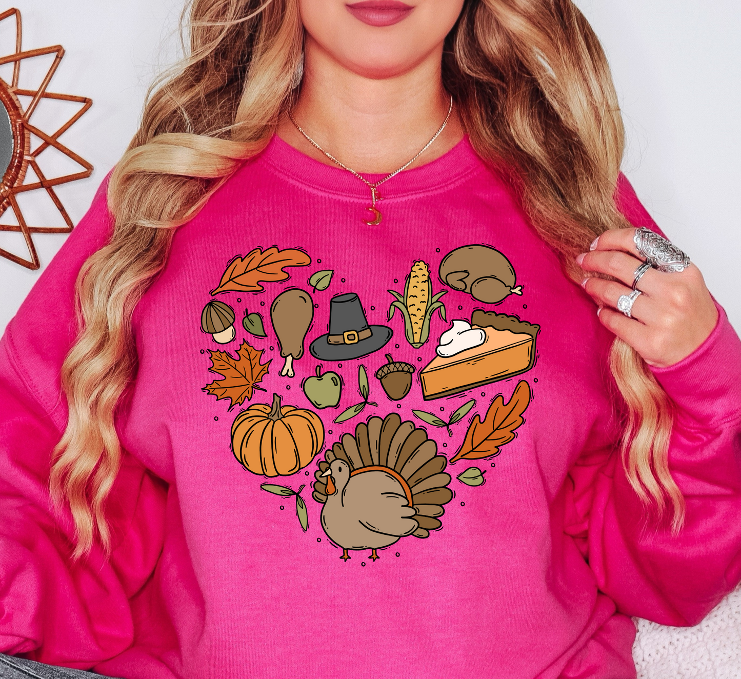 Thanksgiving Heart Doodles Sweatshirt | Harvest Joy Collection | Unique Gifts for Family Friends