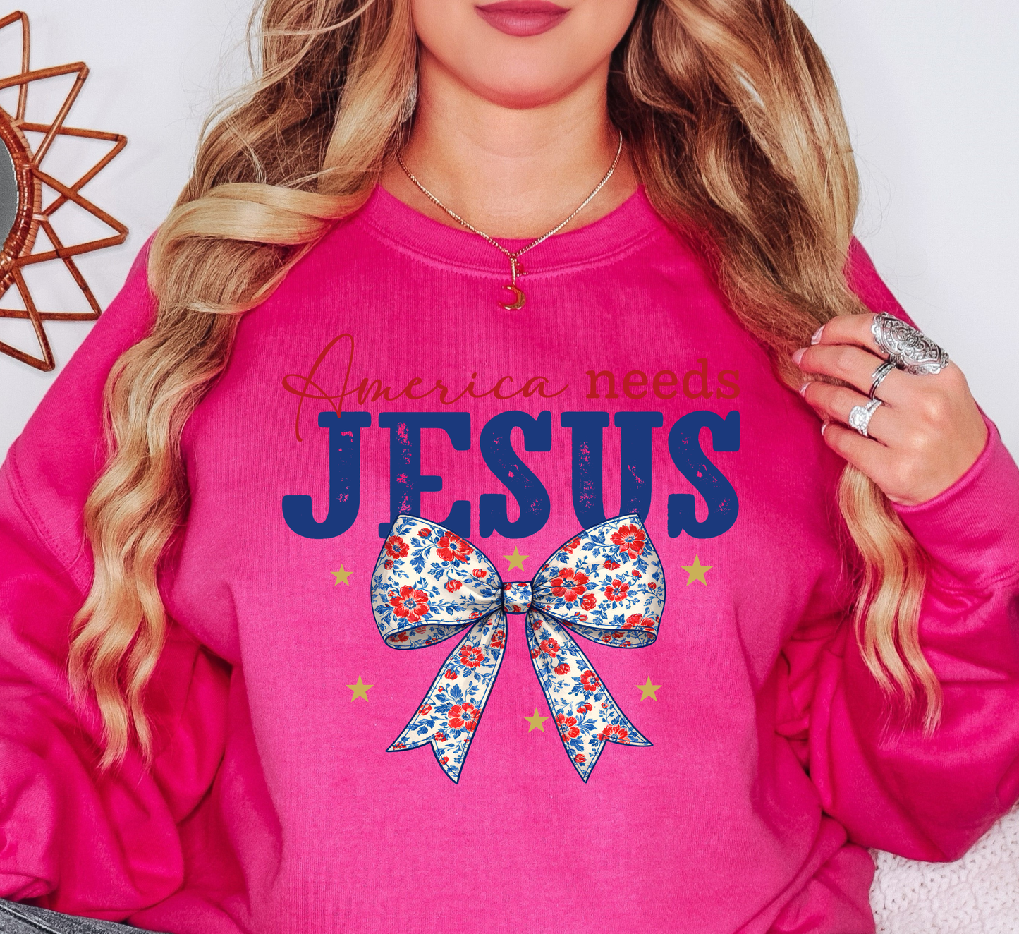 America Needs Jesus Sweatshirt | Stars and Stripes Collection | Unique Gifts for Family and Friends