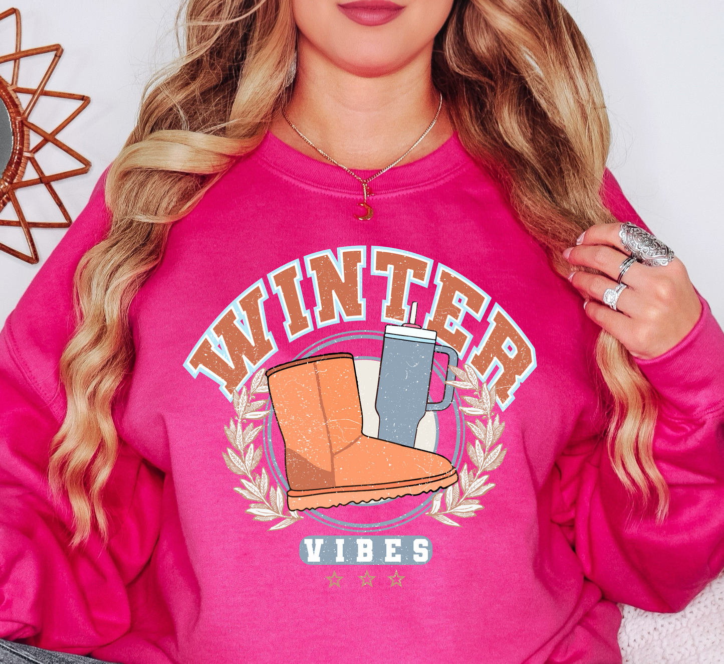 Distressed Winter Vibes Sweatshirt | Frosty Chic Collection | Unique Gifts for Family Friends
