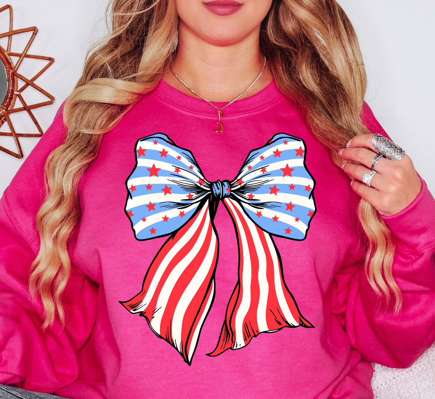 USA Coquette Bow Sweatshirt | Stars and Stripes Collection | Unique Gifts for Family