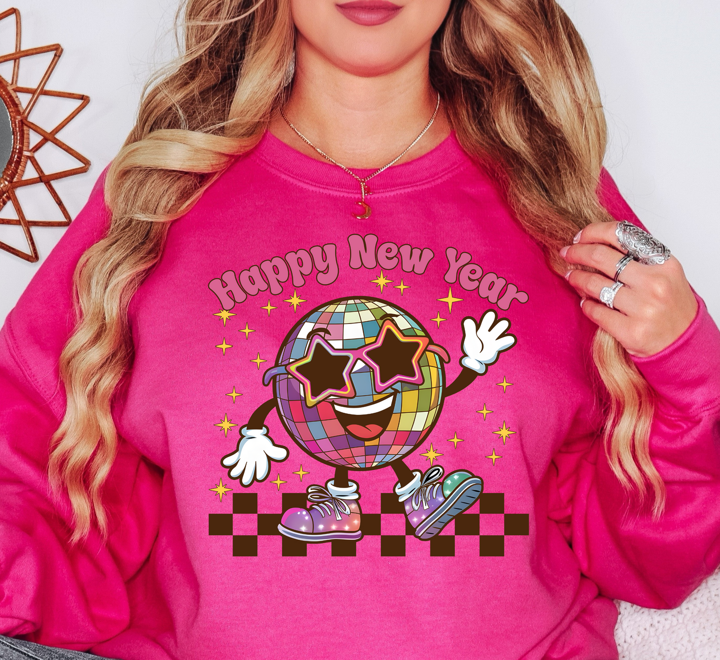 Retro Happy New Year Sweatshirt | New Year Magic Collection | Unique Gifts for Family Friends