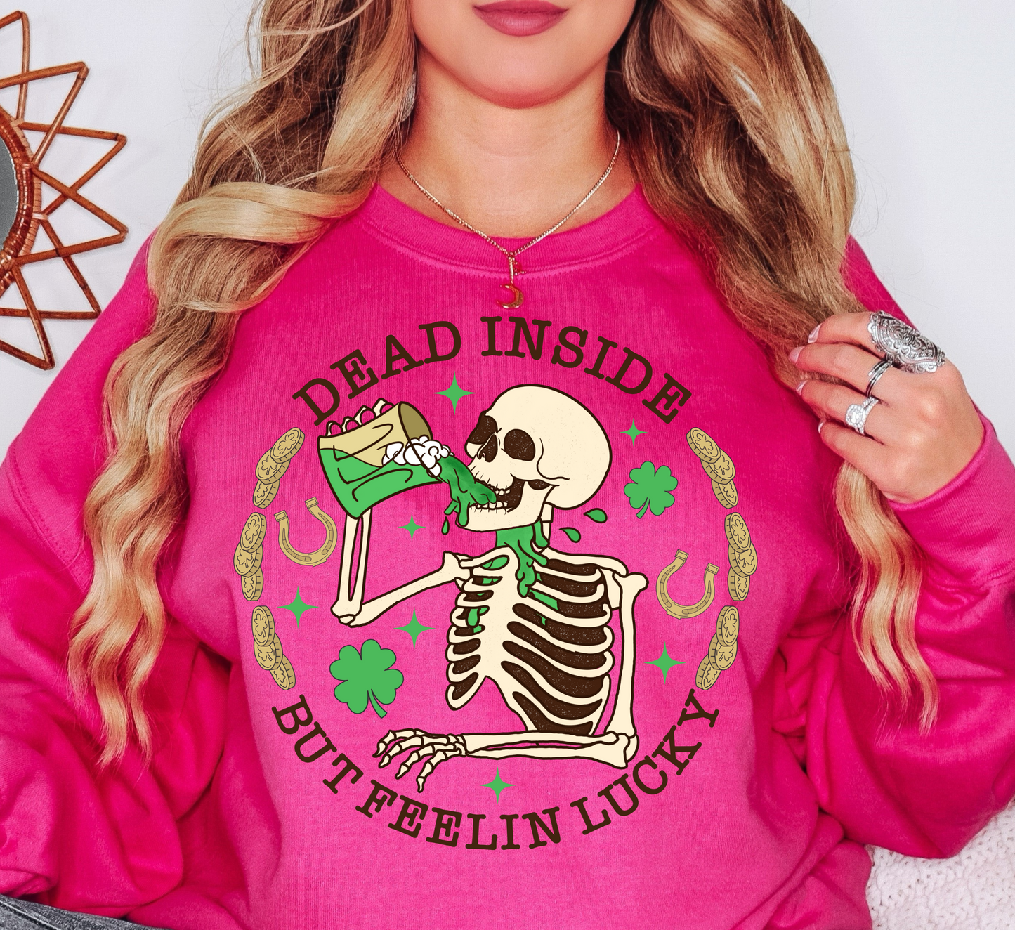 Dead Inside But Feelin Lucky Sweatshirt | Feeling Lucky Collection | Unique Gifts for Family Friends