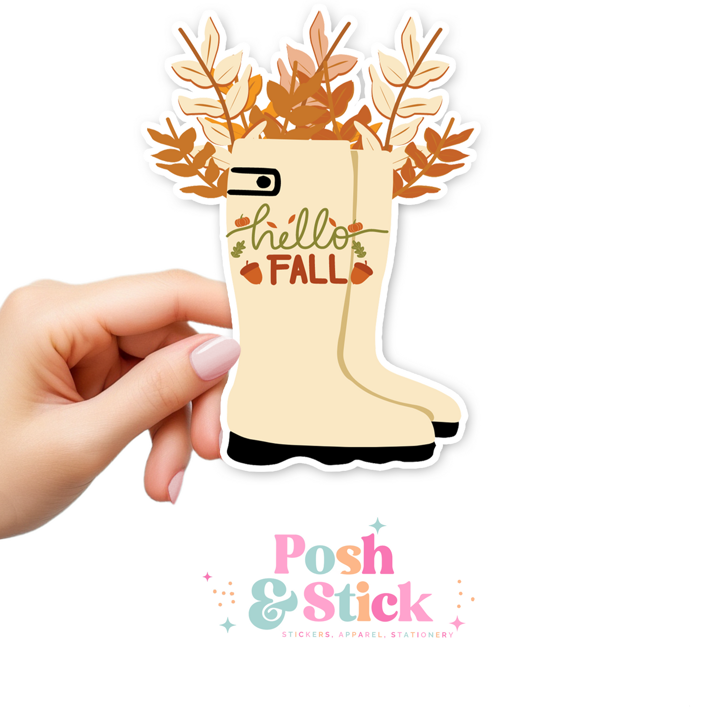 Rainboots And Leaves | Falling For You Clear Vinyl Stickers | Unique Gifts For Family Friends