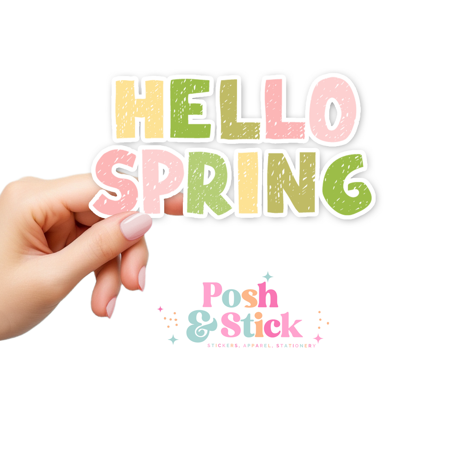 Colorful Hello Spring | Spring Fling Clear Vinyl Stickers | Unique Gifts For Family Friends