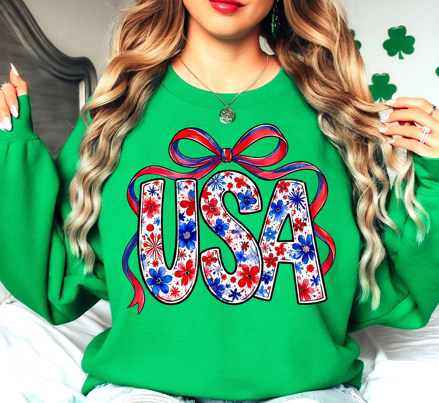 Floral Coquette USA Sweatshirt | Stars and Stripes Collection | Unique Gifts for Family and Friends