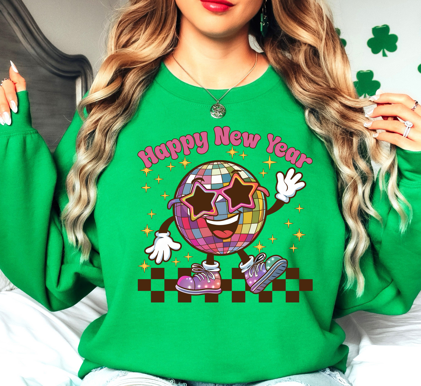 Retro Happy New Year Sweatshirt | New Year Magic Collection | Unique Gifts for Family Friends
