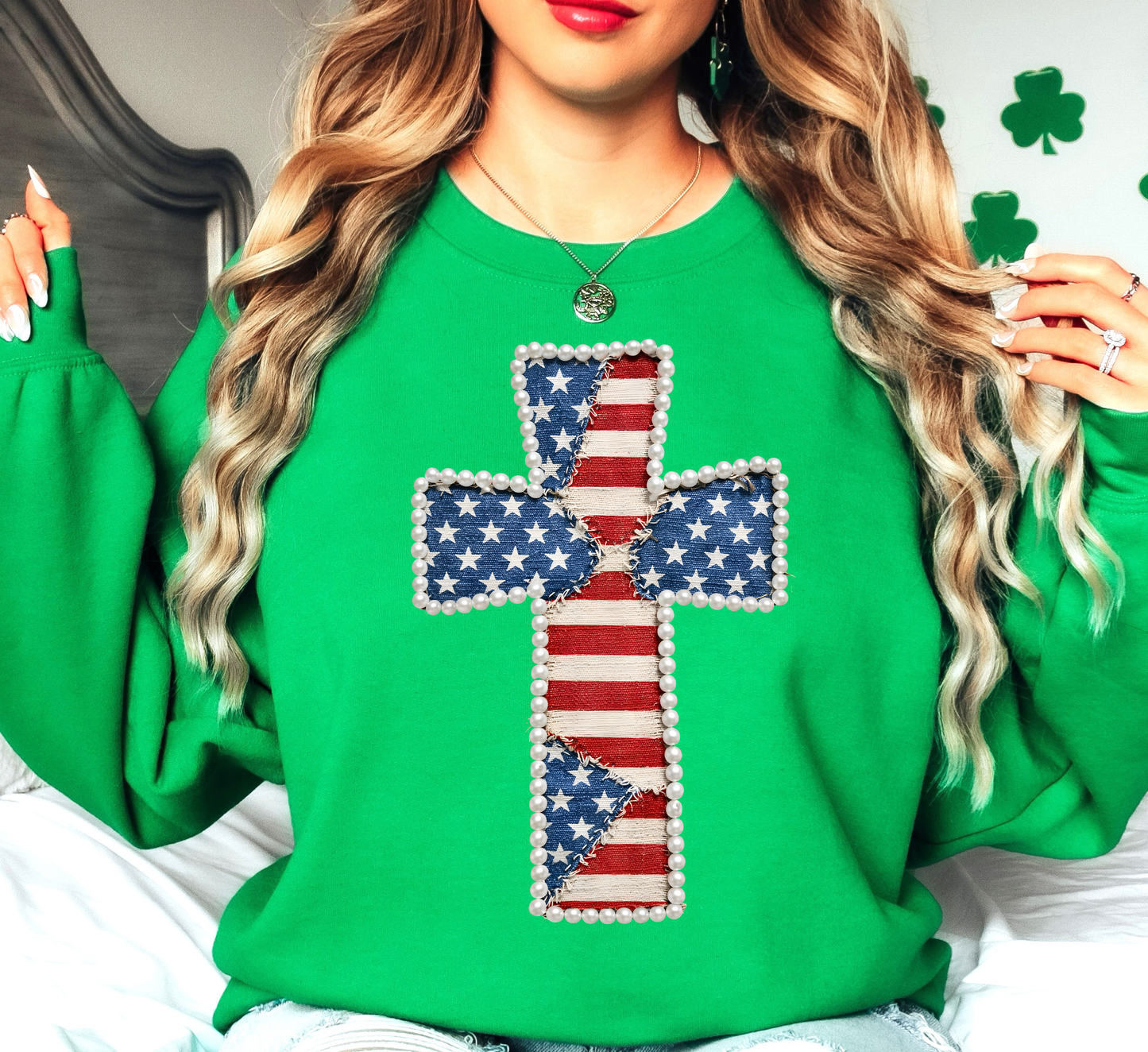 Patriotic Cross Sweatshirt | Stars and Stripes Collection | Unique Gifts for Family and Friends