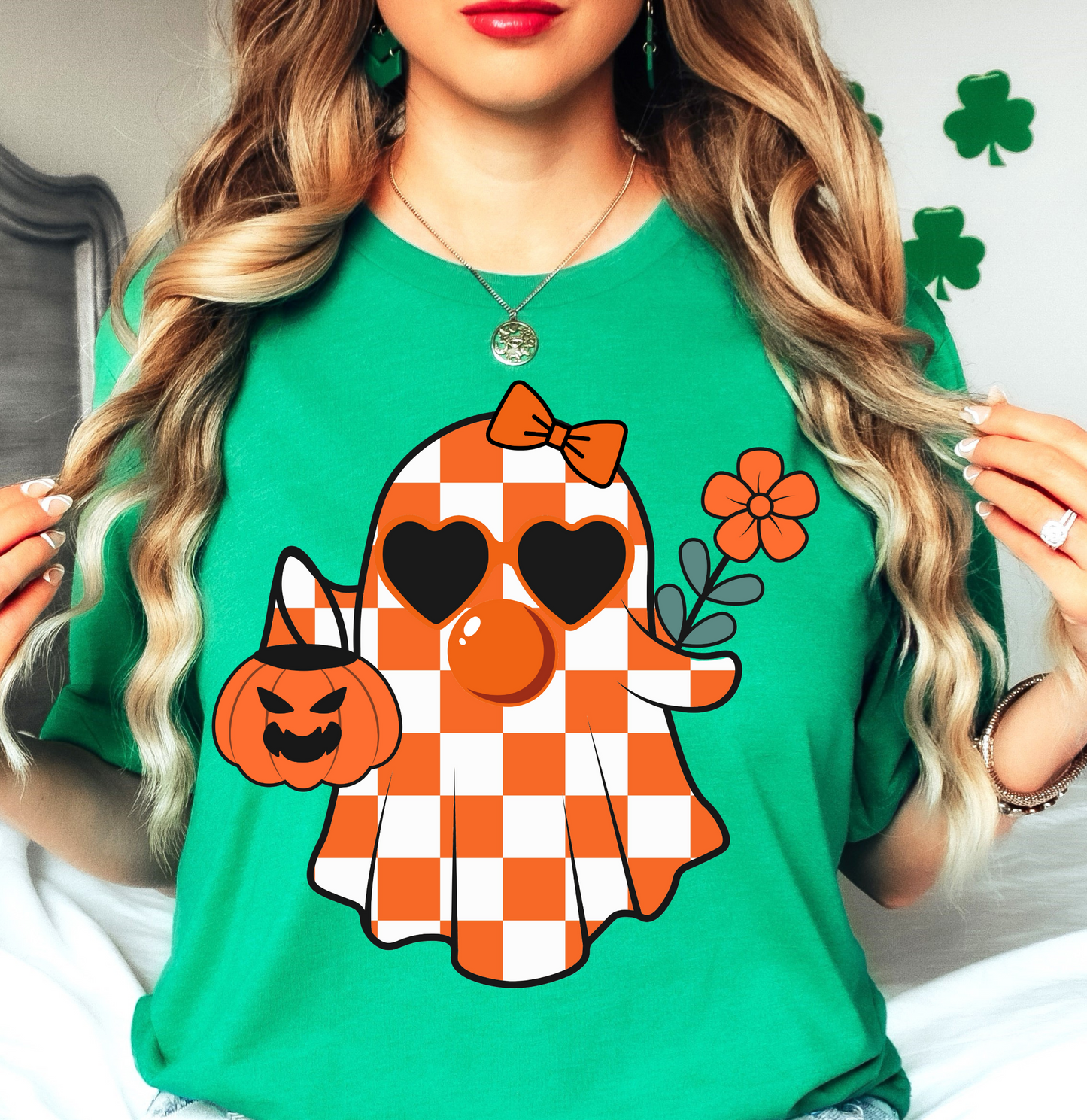 Cutie Checkered Ghost Tee | Boo-tiful Vibes Collection | Unisex Pre-Shrunk T-Shirt