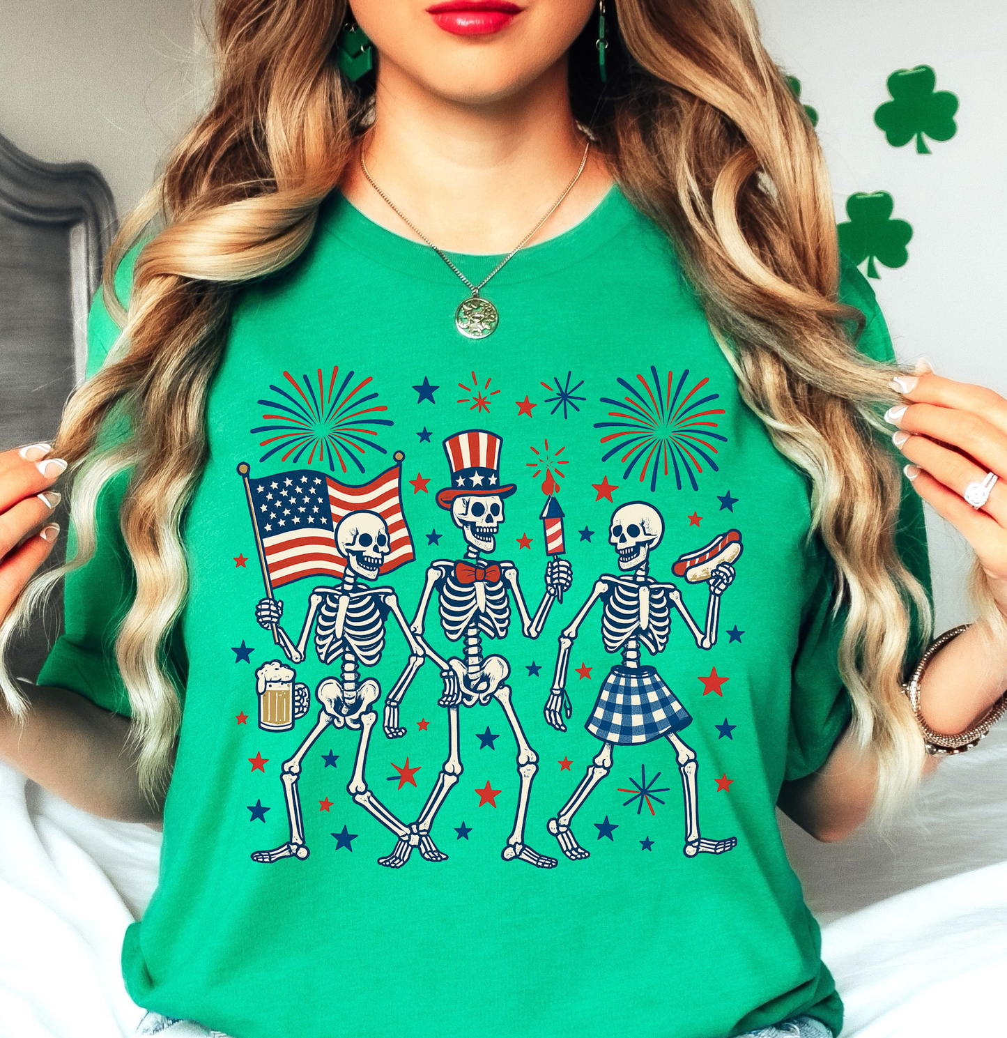 Patriotic Skeletons Tee | Stars and Stripes Collection | Unisex Pre-Shrunk T-Shirt