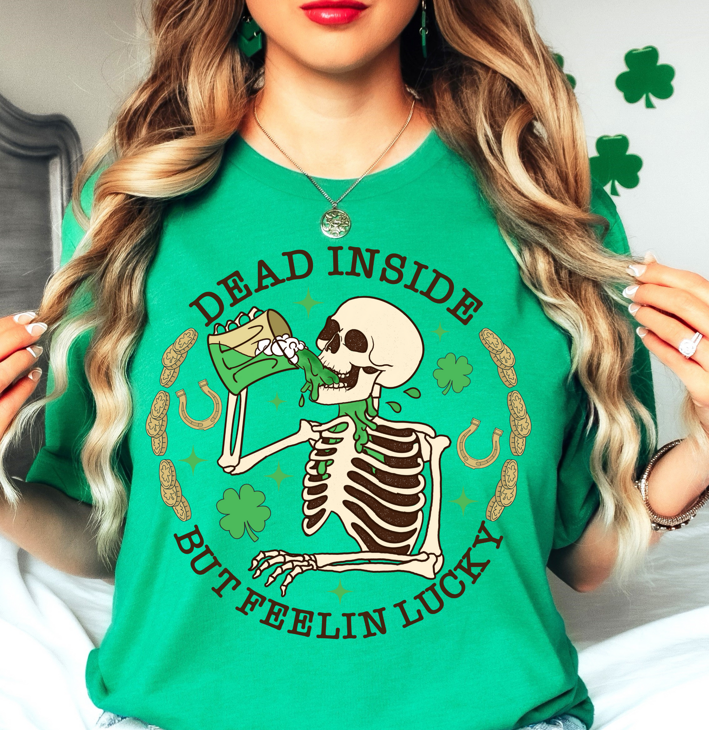 Dead Inside But Feelin Lucky Tee | Feeling Lucky Collection | Unisex Pre-Shrunk T-Shirt