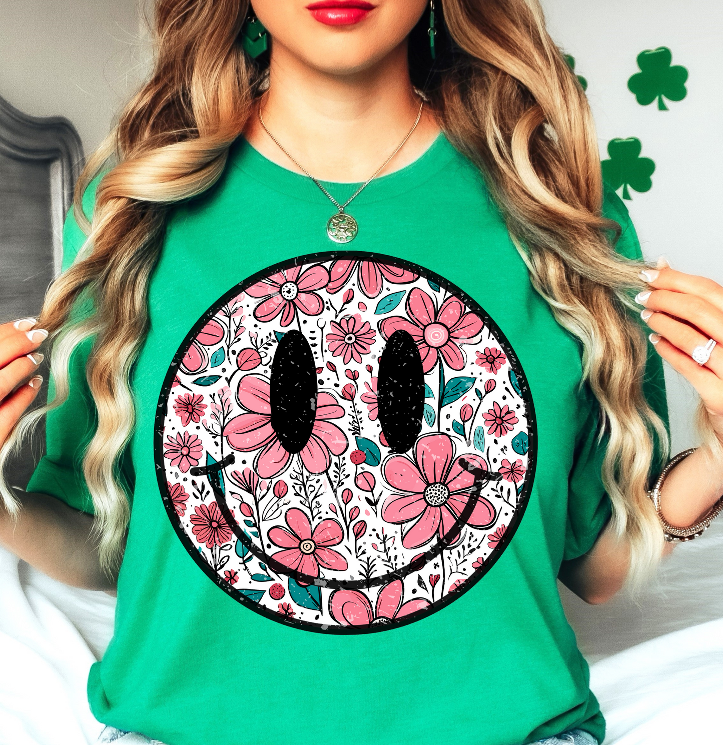 Floral Spring Smiley Face Tee | Spring Fling Collection | Unisex Pre-Shrunk T-Shirt