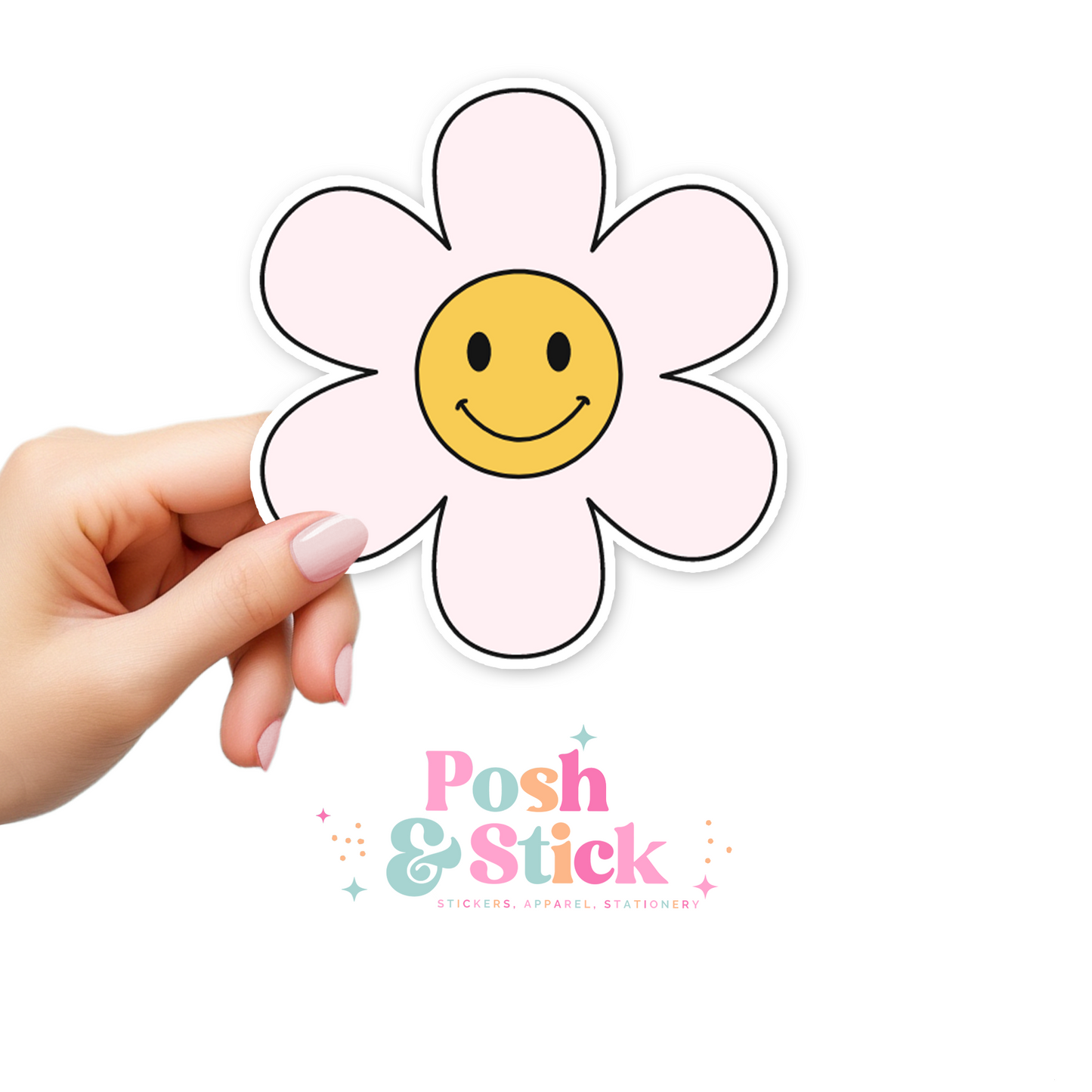 Groovy Pink Flower | Botanical Bliss Clear Vinyl Stickers | Unique Gifts For Family Friends