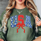 Preppy USA Floral Bow Sweatshirt | Stars and Stripes Collection | Unique Gifts for Family and Friends