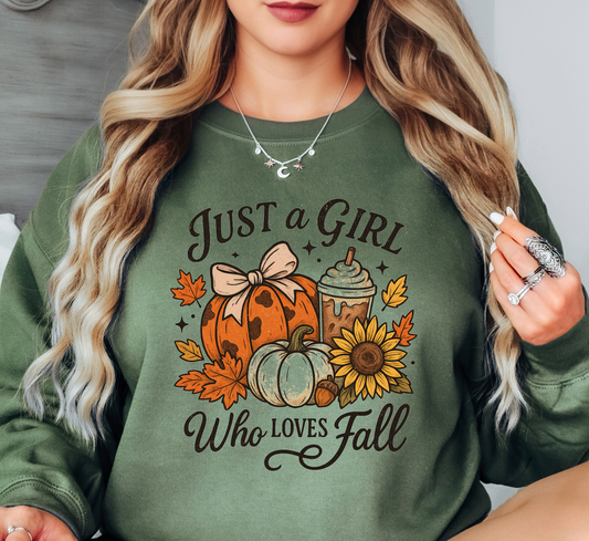 Just A Girl Who Loves Fall Sweatshirt | Falling For You Collection | Unique Gifts for Family Friends